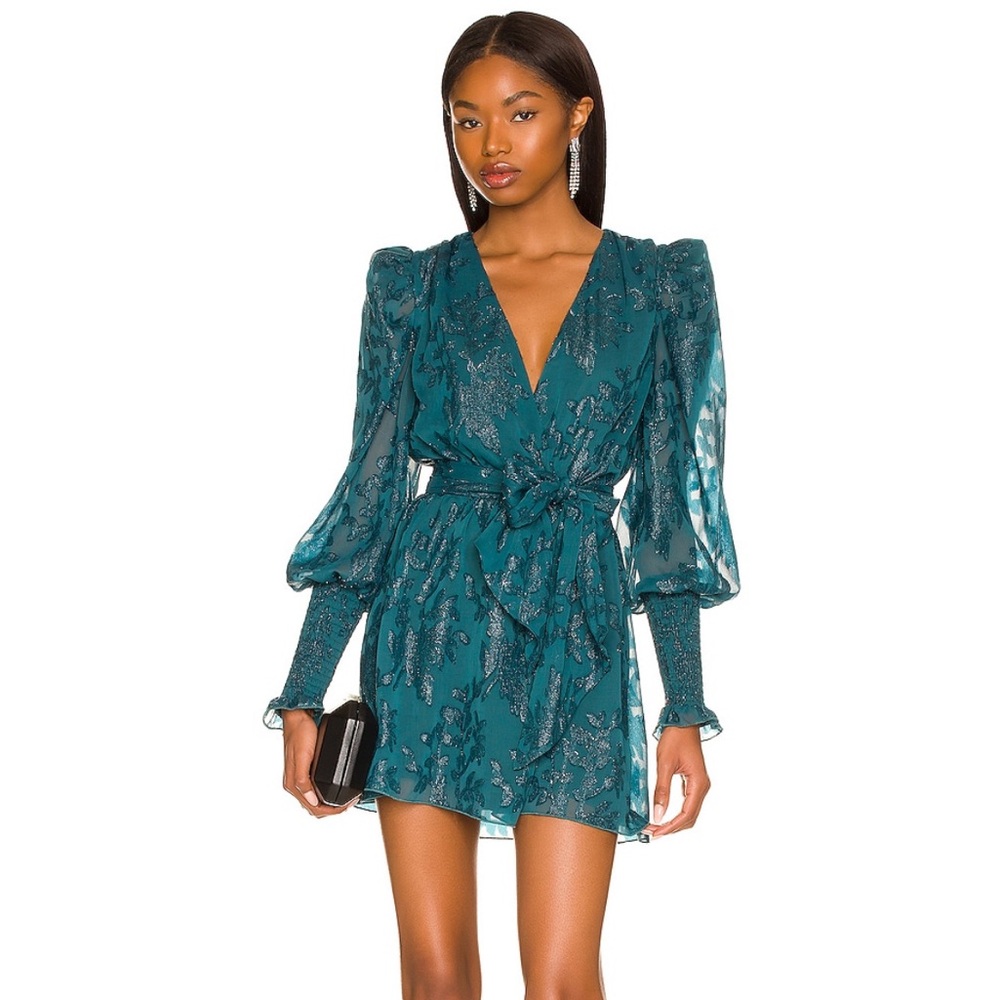 House of Harlow 1960 Sumner Teal Long Sleeve Dress